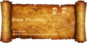 Rapp Piroska névjegykártya